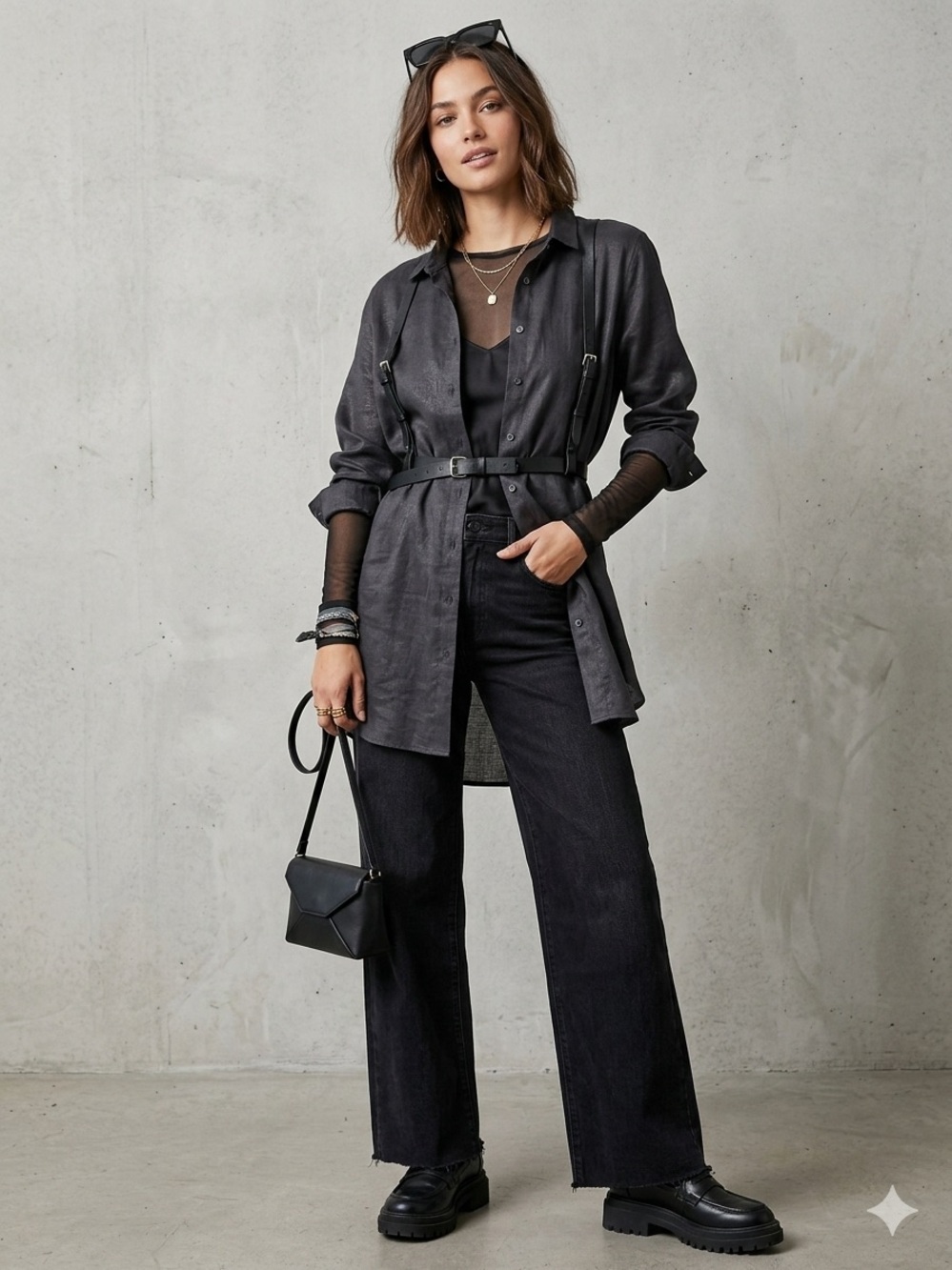 Garnet Hill Black Easy Linen 
Button Down Tunic XL (16-18)